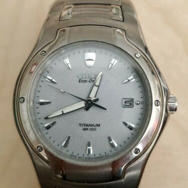 Citizen EcoDrive Titanium Men's Watch WR100 GN4W6 New Battery! FREE