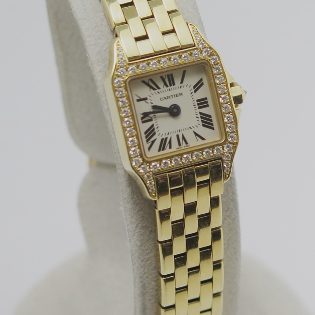 CARTIER Mini Santos demoiselle diamond bezel WF9006Y7 K18YG watch