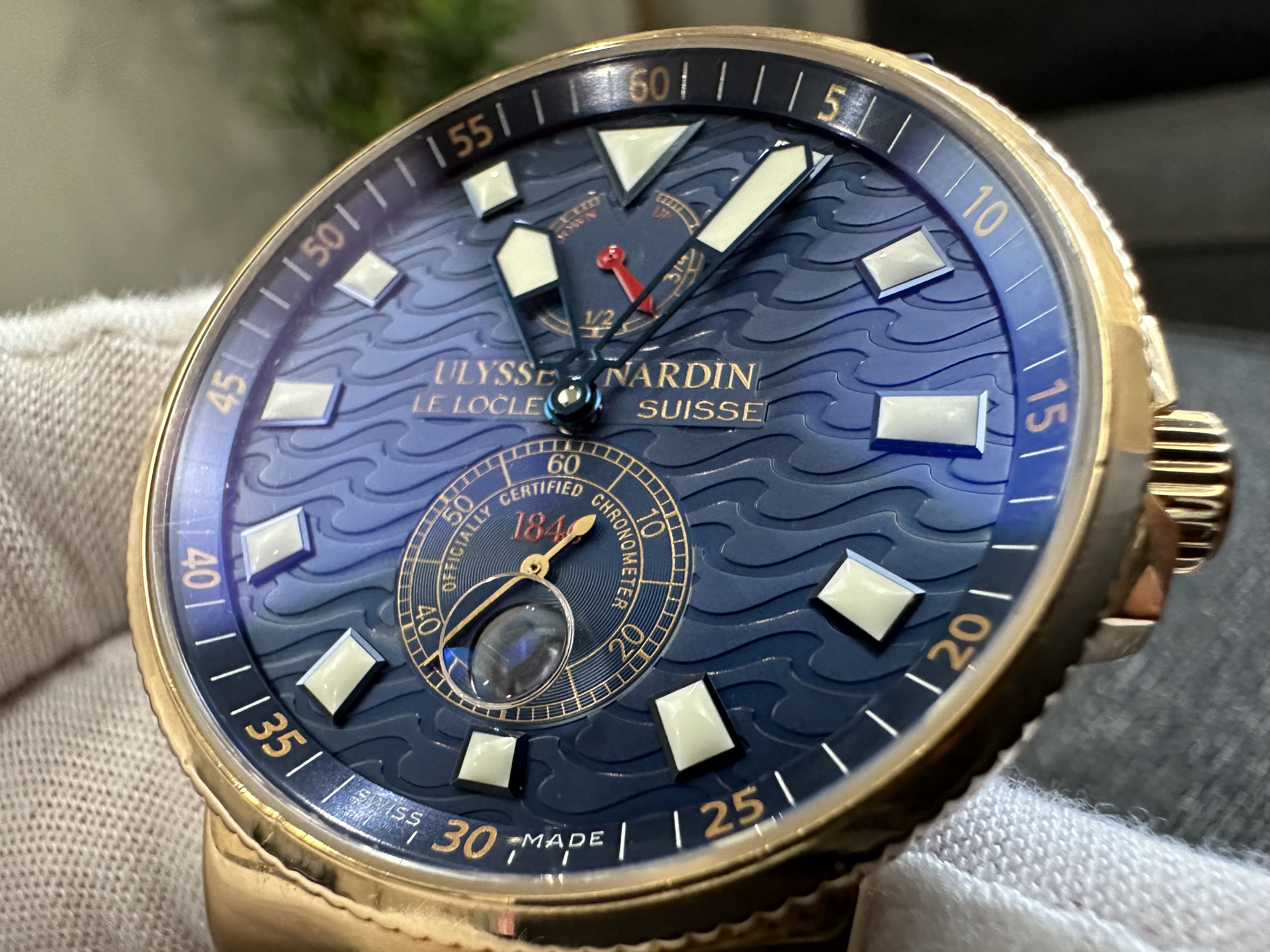 WTS Ulysse Nardin Maxi Marine 18k Gold Navy Dial Ref 266 68