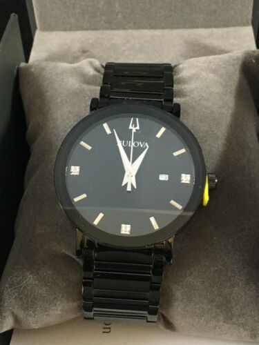 Bulova Men's Modern Diamond Black Ion-Plated Stainless Steel Watch