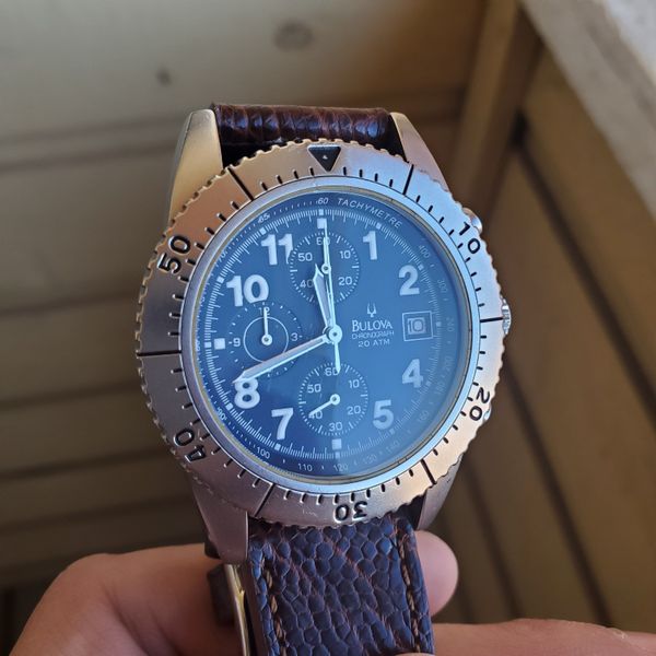 Bulova Quartz Chronograph, Blue Dial, Tachymeter, Dive Bezel, 20 ATM WR