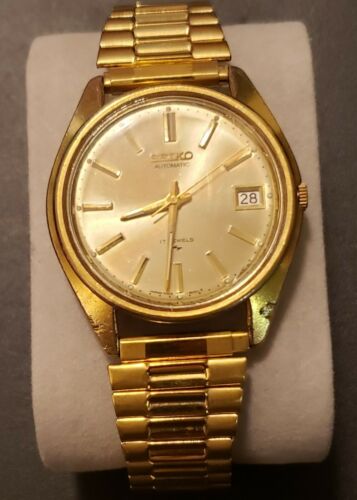seiko automatic 17 jewels gold watch