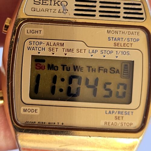 VINTAGE DIGITAL SEIKO A159 4029 G ALARM NEW BATTERY JAPAN MENS