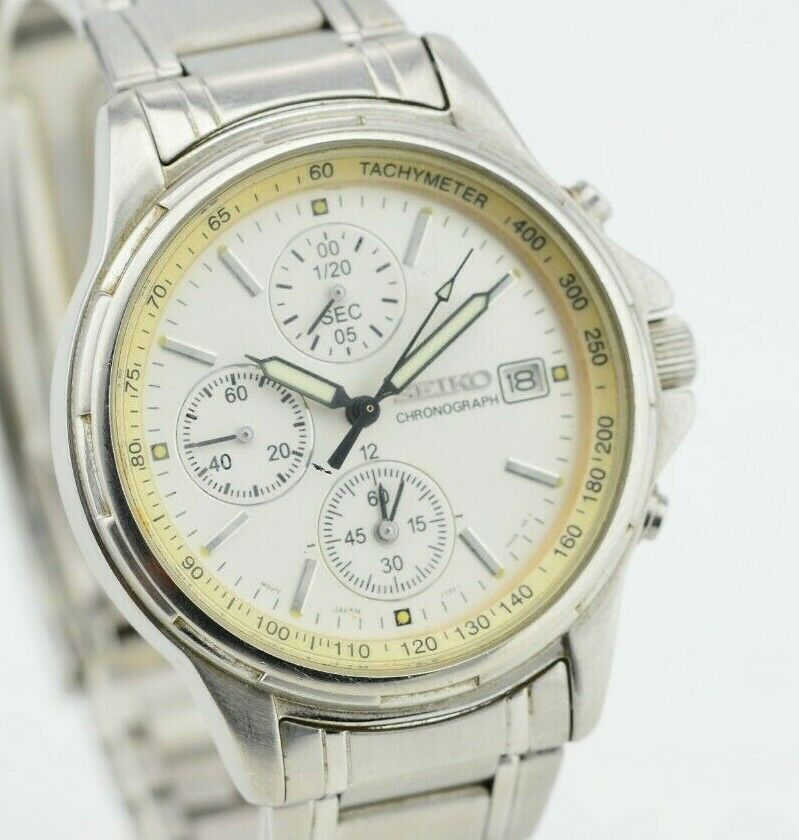 Vintage Mens Seiko Chronograph Quartz Watch 7T92 0BA0 JDM Japan