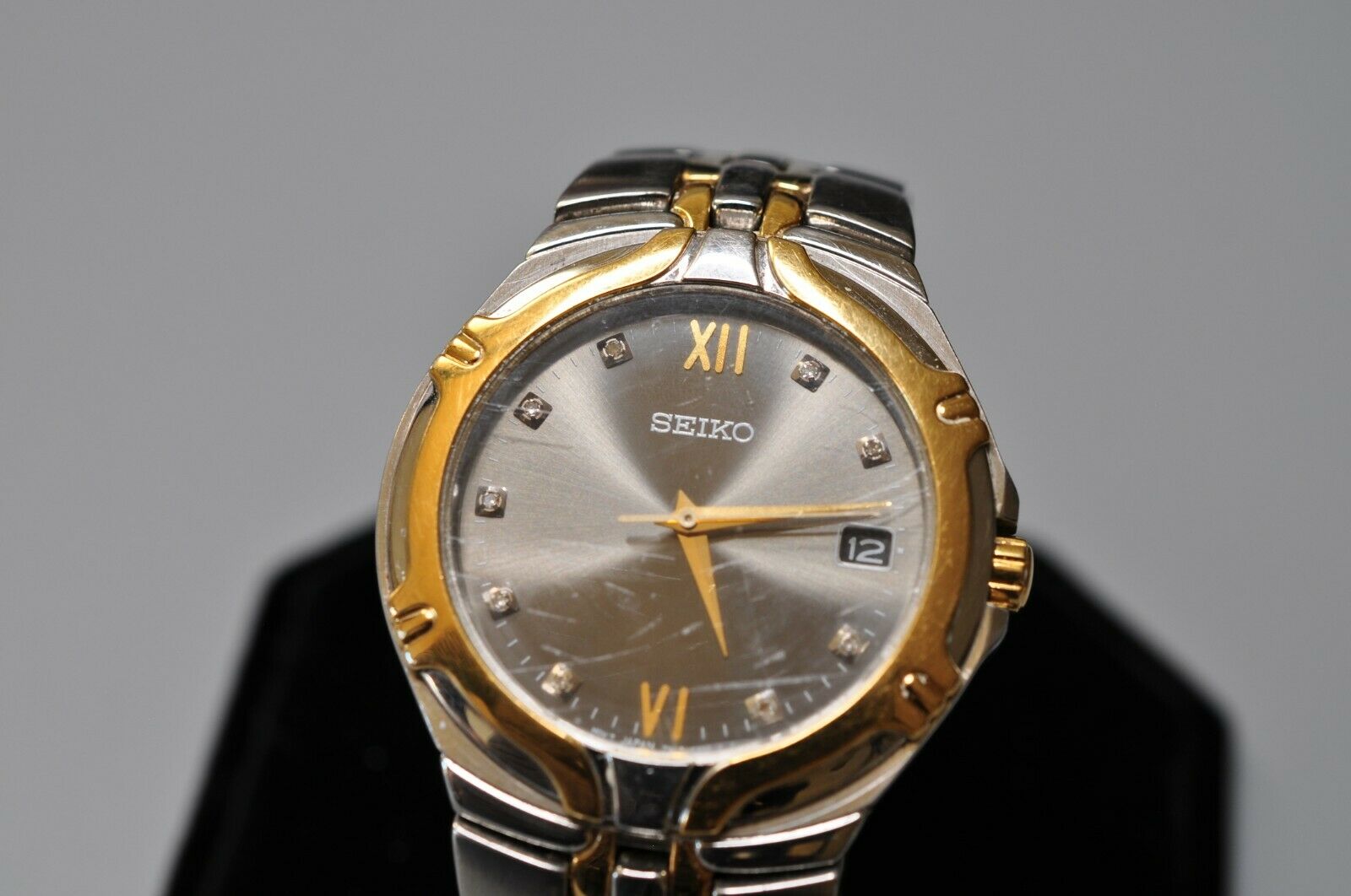 Seiko 7N42 6C10 Mens STAINLESS Gold Plate Bracelet Watch NEW