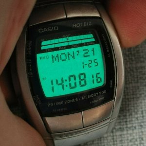 vintage casio hotbiz hbz-100 databank 200 steel lcd alarm chrono