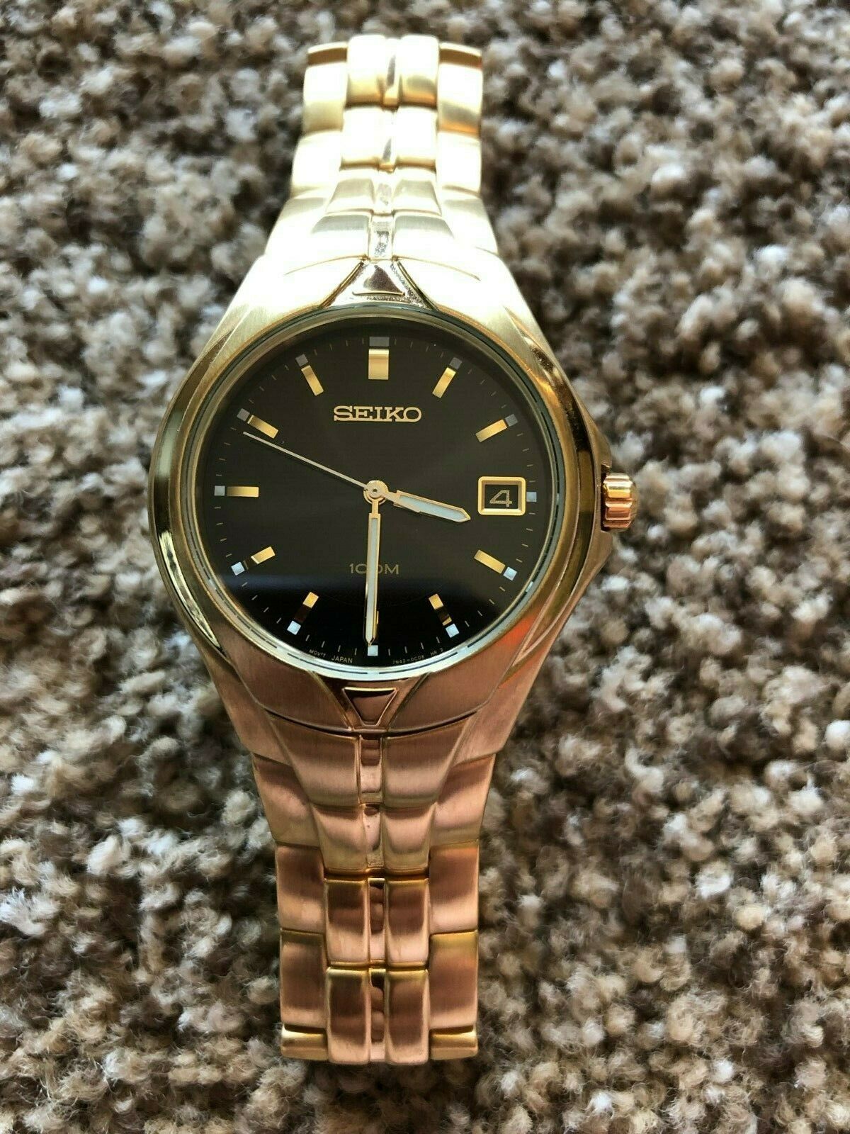 Seiko date watch gold tone 7N42-0BC0 never used, needs battery replaced |  WatchCharts