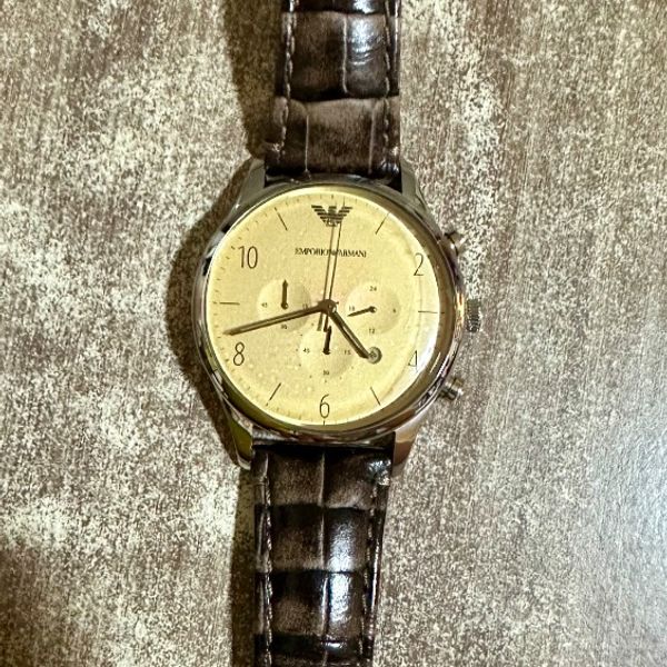 Emporio Armani Classic Brown Dial Brown Leather Strap Watch For Men - AR1605