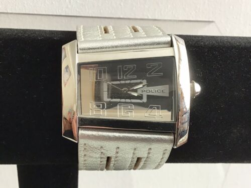 Ladies Police Watch 10284M Silver Leather Spares Or Repairs