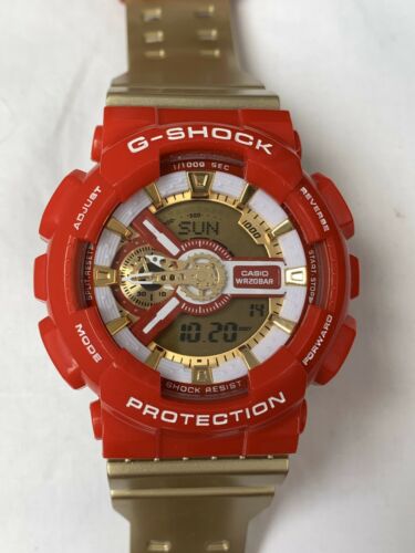 Genuine Casio G Shock 5146 GA-110CS-4A Mens Red Gold Ironman