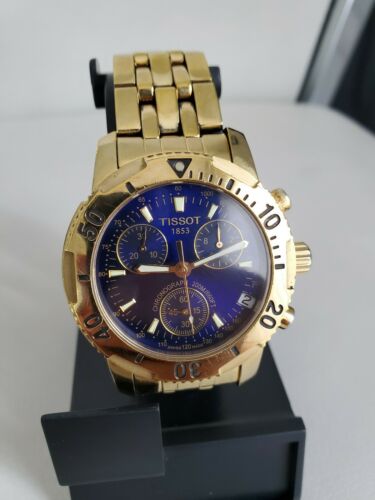 TISSOT PRS200 gold tone men s watch Chrono blue dial sapphire crystal. Swiss. WatchCharts Marketplace