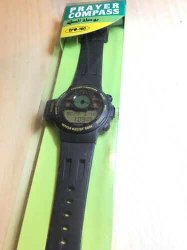rare vintage casio CPW-300 Prayer Compass watch Muslims NOS NEW