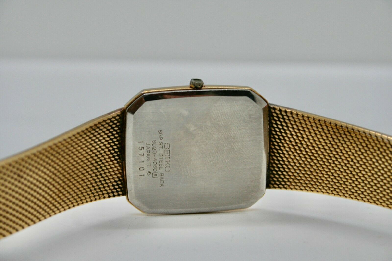 Vintage SEIKO Dolce Quartz Gold Dial Mens Watch w/Seiko Bracelet 