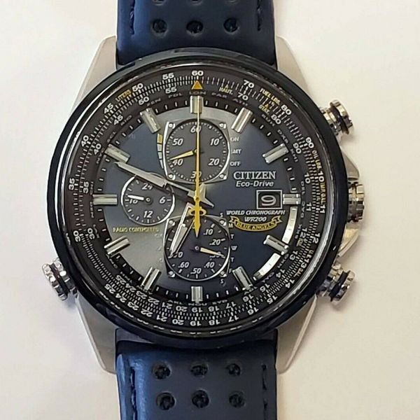 Citizen Eco Drive Blue Angels World Chronograph Men's 42mm Watch AT8020