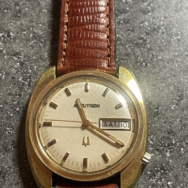 Vintage Bulova Accutron N2 2180 18K Gold Electroplate Menâ s Watch Made