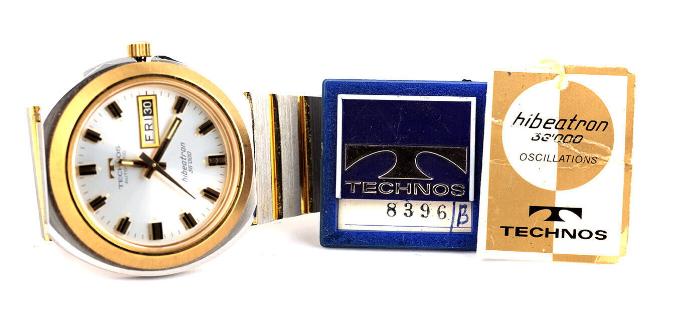Vintage TECHNOS Automatic HIBEATRON 36,000 Wristwatch NOS with