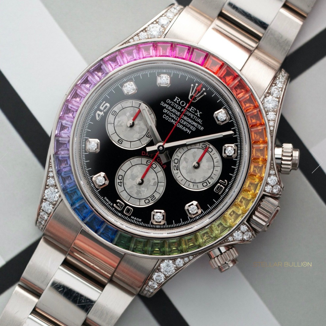 Pristine Pre Owned Rolex Cosmograph Daytona Rainbow White Gold 116599RBOW WatchCharts Marketplace