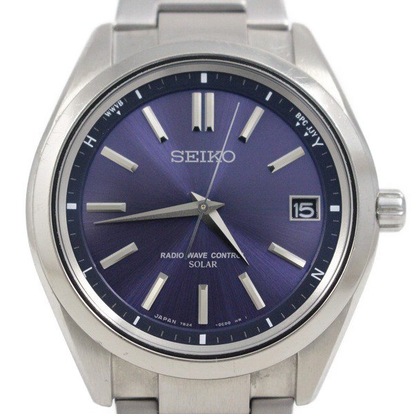 [Used] SEIKO Brightz Solar Radio Men's Watch Titanium Blue Dial Genuine ...