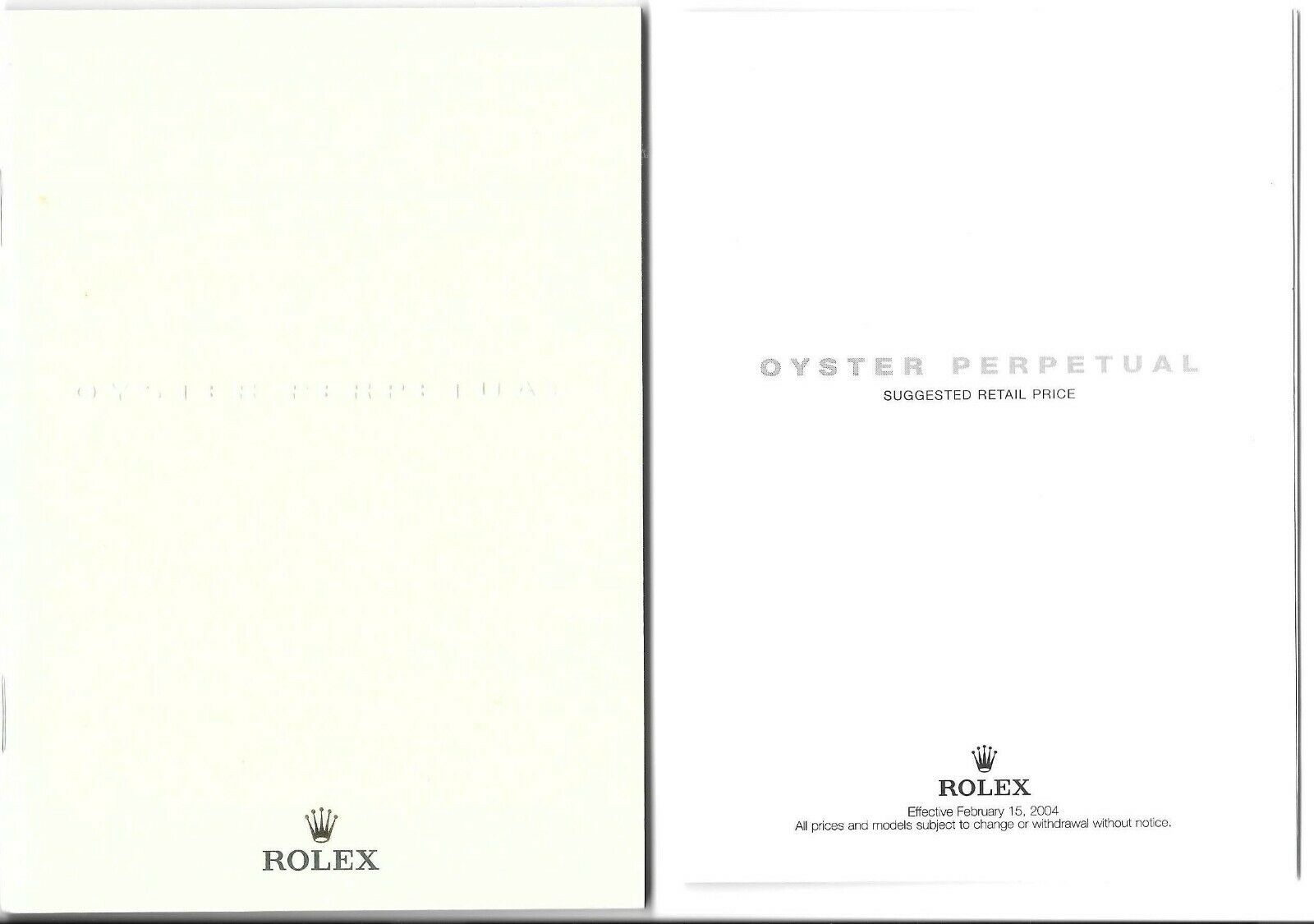 Rolex Brochures Price List 2000 2003 2004 Oyster Perpetual Day