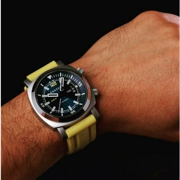 Panzera Aquamarine Pro Diver Infinity Blue – Orologio Subacqueo Automatico Uomo, 300m, Quadrante Blu, Maglia Acciaio, Vetro Zaffiro - 2