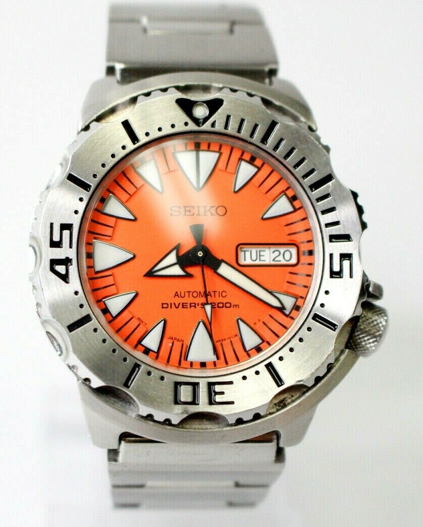 SEIKO 4R36-01J0 Monster Diver 200M Stainless Steel Orange Face Men Watch  SRP309 | WatchCharts
