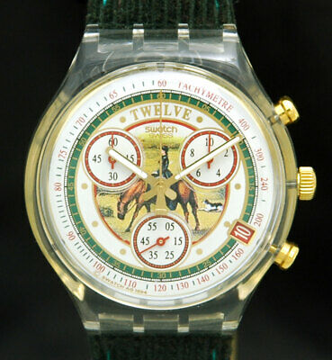 【ヴィンテージ】Swatchクロノグラフ SCK405 1995 SWATCH WATCH CHRONO La Majeste Velours HORSE Chronograph NEW