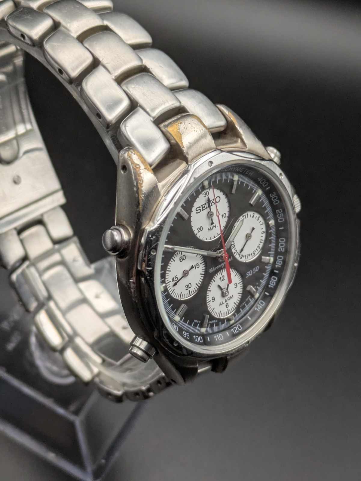 Seiko 7T34-7A60 1997 REVERSE PANDA ALARM CHRONOGRAPH - NEW GLASS