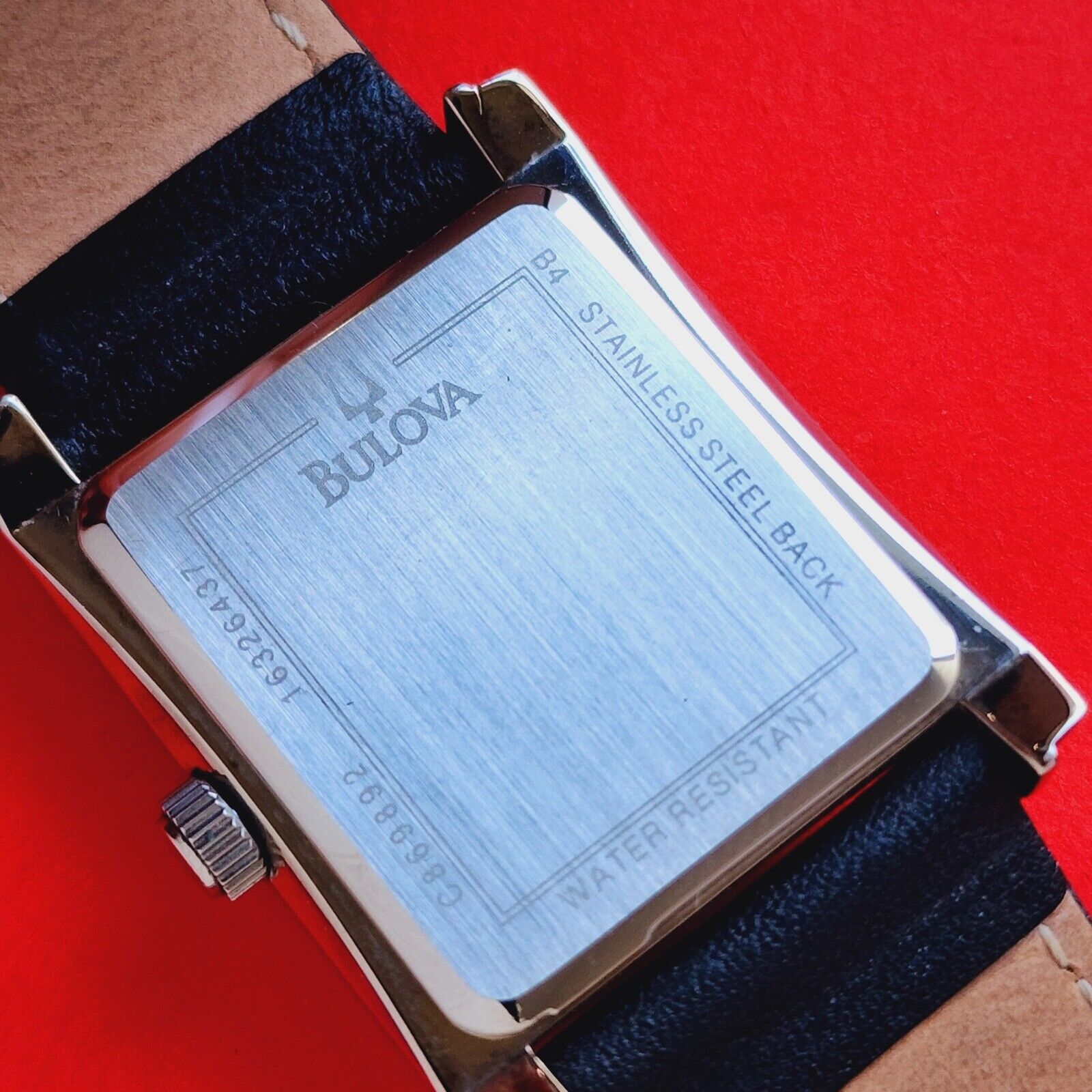 MD Live Casino Bulova Watch Model C869892 Water Resistant Stainless Steel NIB Bulova Tank Watch Classic Roman Numberal Dial Black Leather  main image 3