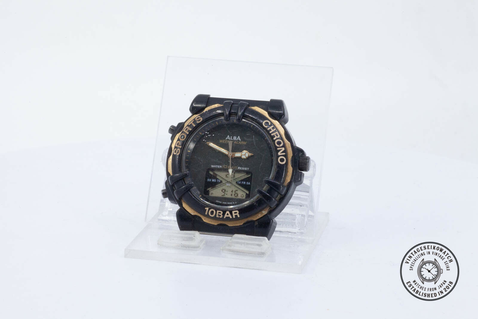 VINTAGE ALBA SEIKO V061-6000 DIGI ANA SPORTS CHRONO MENS WATCH 