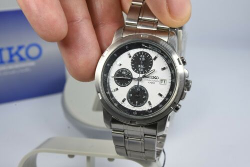 Seiko SND119P1 Chronograph Watch Panda Mens 7t92 0BF0 new open box