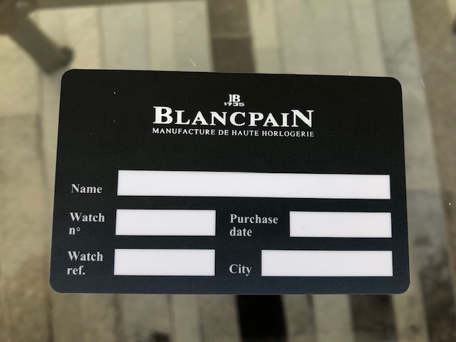 FS Blank Blancpain warranty card WatchCharts