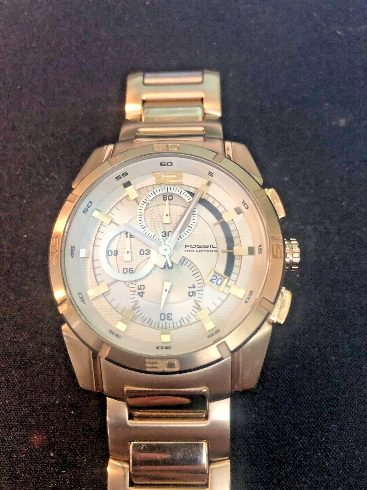 Men's FOSSIL CH2521 Watch Gold Tone Chronograph quartz 44.5mm Wide