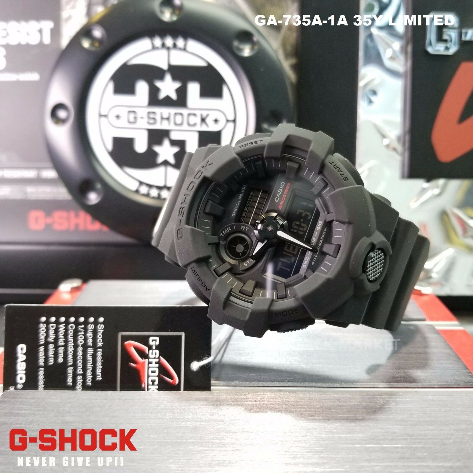 NEW Casio G SHOCK GA735A 1A 35th Anniversary Ana Digital Men s Watch BLACK WatchCharts Marketplace