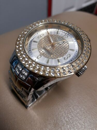 Marc Ecko THE KING Watch Rare Pre-Owned Bling Ice GOLD