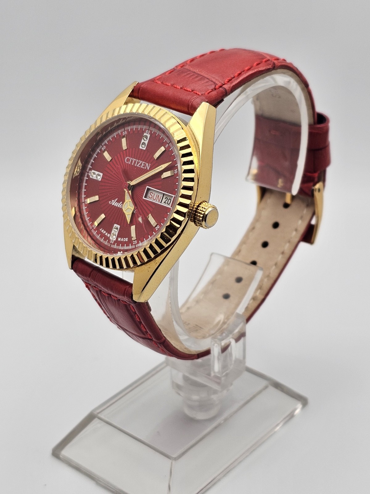 Vintage Rare Citizen 4-281080 KT Red Textured Dial Mens Automatic