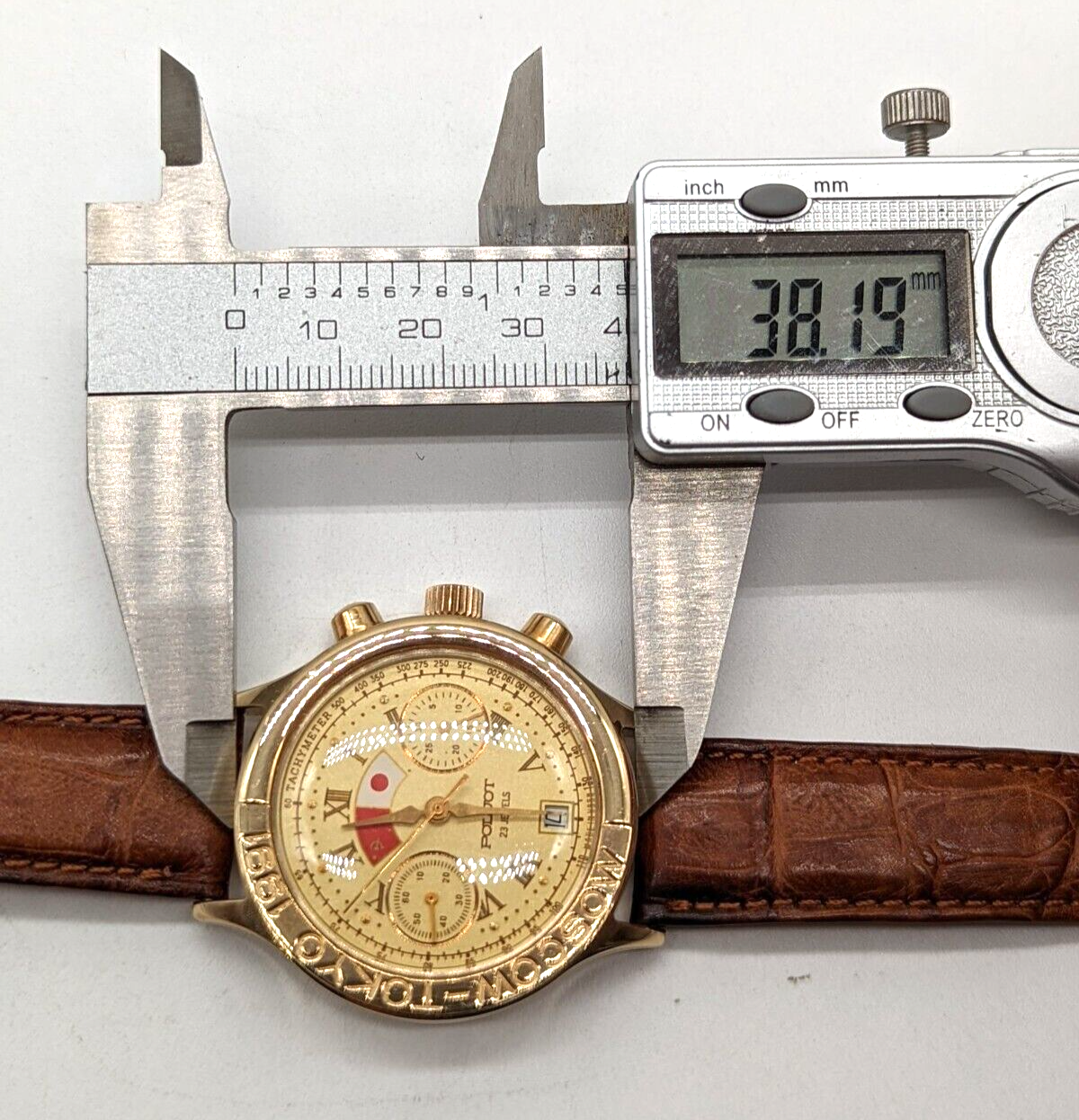 Poljot Chronograph watch 3133 movement Moscow Tokyo 1991 Rare USSR