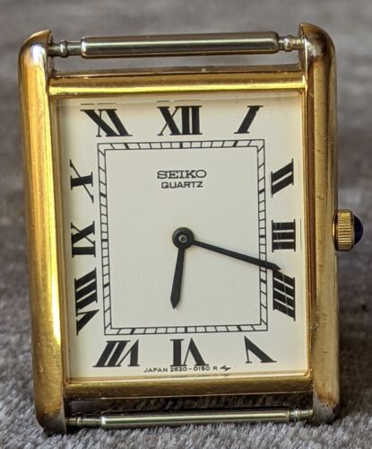 Vintage Seiko 2620-0150 R Men's Tank Gold Tone Quartz Watch Works