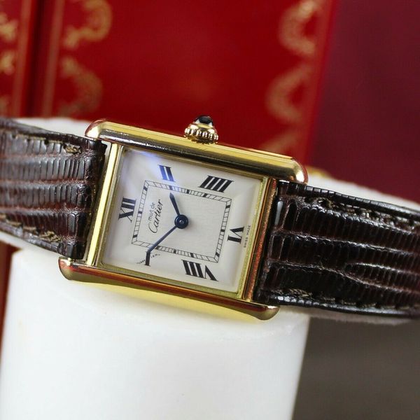 Must de CARTIER Tank 2415 Quartz Watch. Argent 925 Gold Plated. With ...