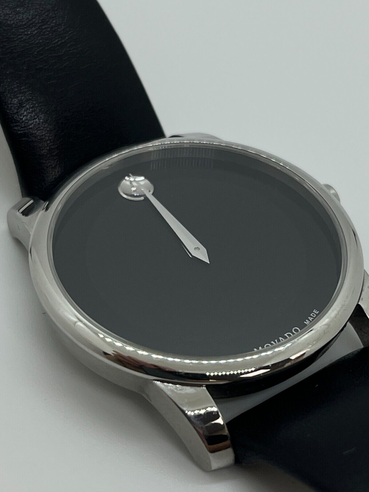 Movado Museum 40mm Stainless Steel Black Dial Leather Quartz