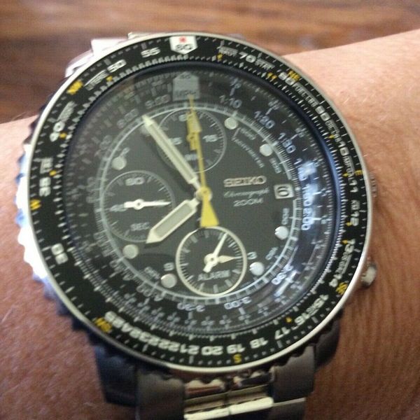 Seiko SNA411 Flightmaster Pilot Alarm Chronograph 200m Men's Watch