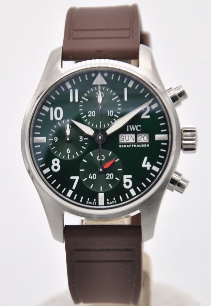 Seiko Chronograph Watch 100M 7T92-0DX0 Military Green Strap