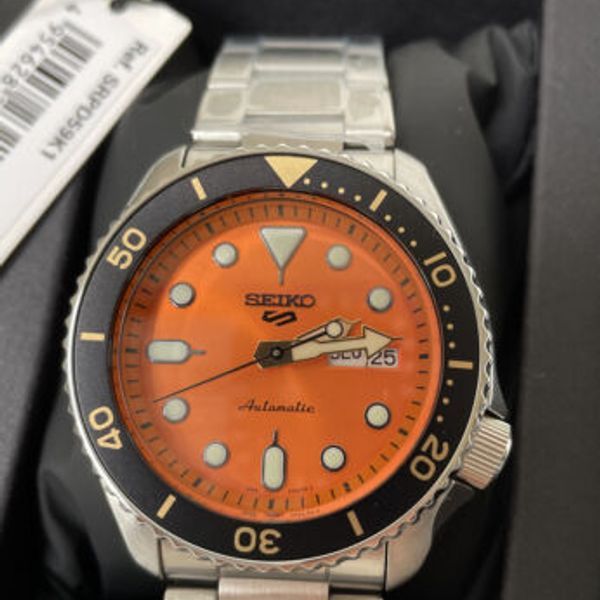 Seiko SRPD59K1 5KX Orange Dial Mens Automatic Watch | WatchCharts