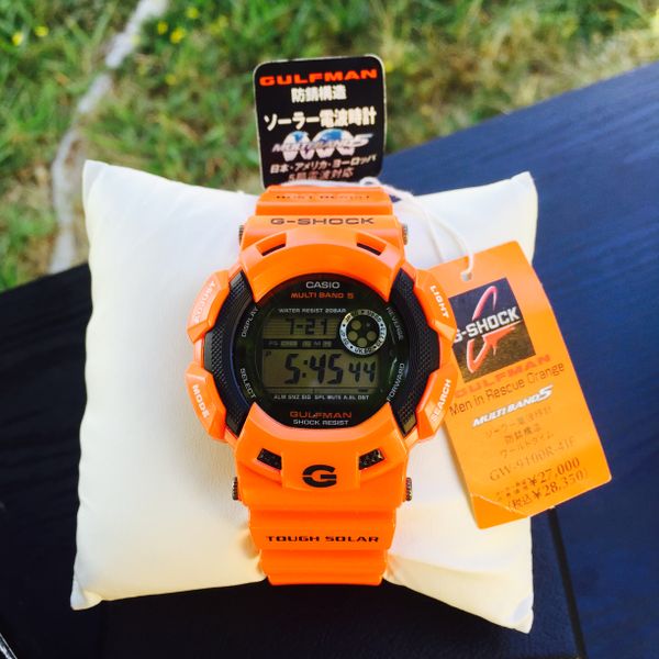 Casio G-Shock GW-9100R-4JF Men In Rescue Orange Gulfman . New In