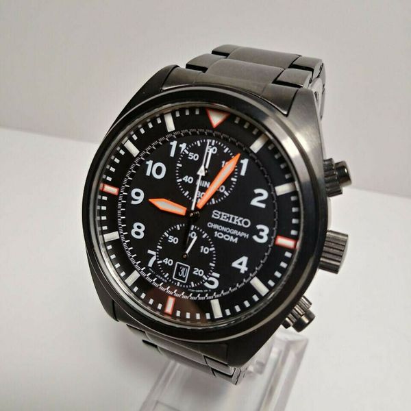 Seiko 7T94-0B10 Black Military Chronograph Men's Watch Almost New |  WatchCharts