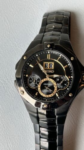 Seiko Coutura Kinetic Perpetual Watch Black Ion Finish 7D46 0AC0