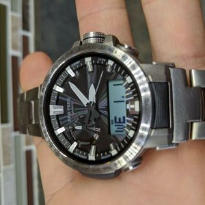 Casio Pro Trek Titanium Prw 60t 7ajf Solar Radio Men S Watch Watchcharts