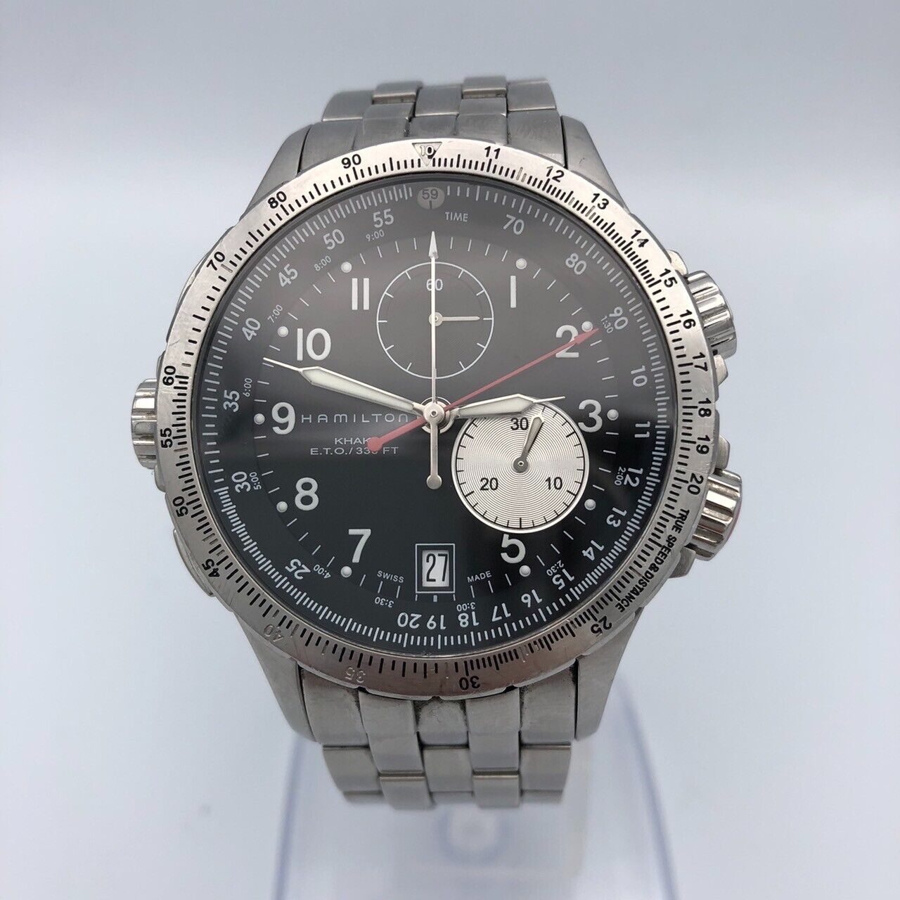 HAMILTON Khaki ETO H776120 Chronograph Quartz Men's Black Silver