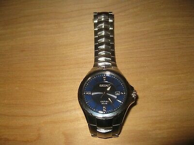 Seiko Men s Coutura Solar Stainless Steel Diamond Blue Dial Watch SNE443 NICE WatchCharts