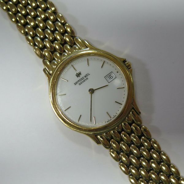 Vintage Raymond Weil Geneve Model 5568 Gold Tone White Dial Wrist Watch ...