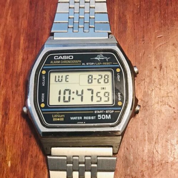 Vintage 1982 CASIO W-36 Marlin Swordfish Men's Digital VTG